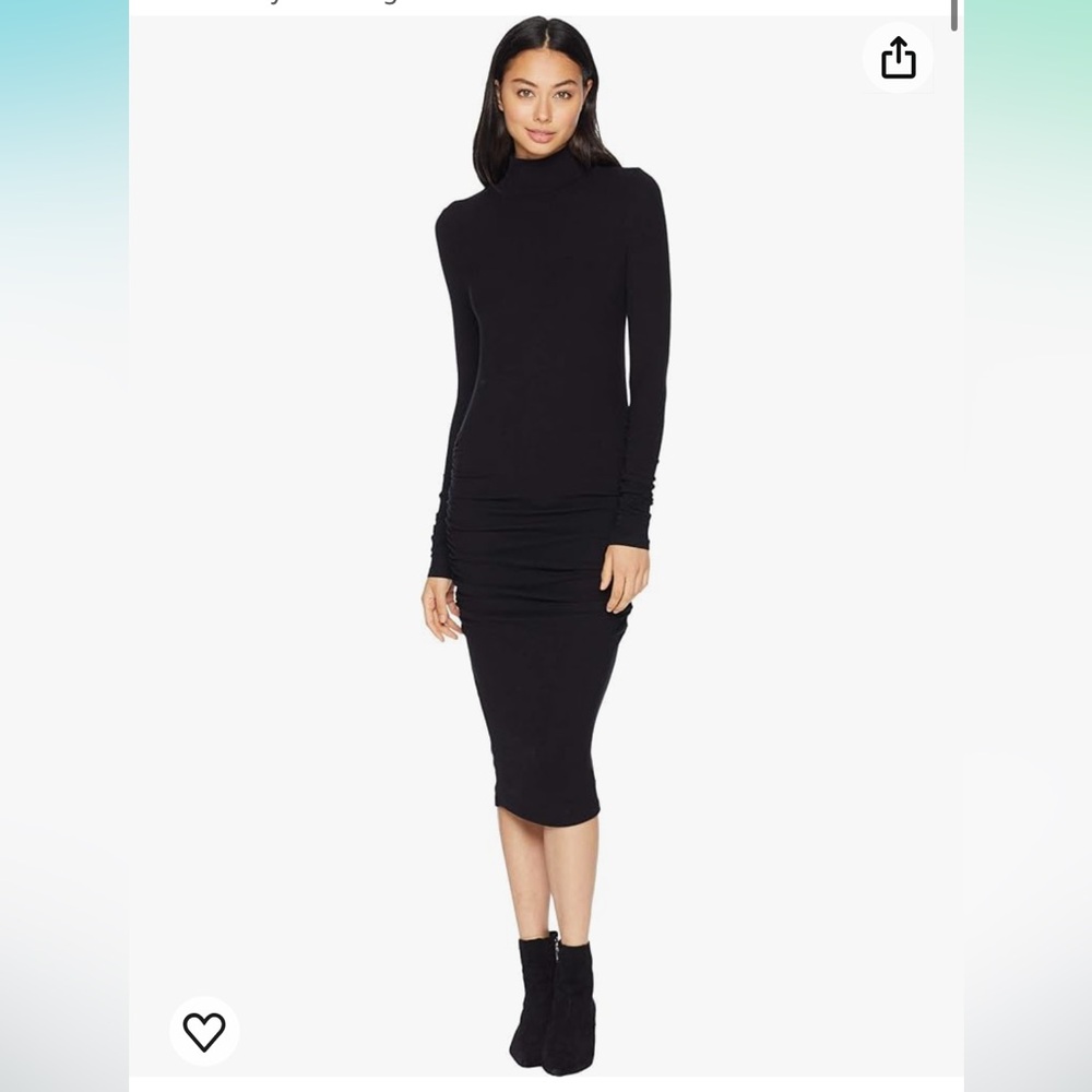 Sanctuary ruched ribbed mock neck midi dress black sz S